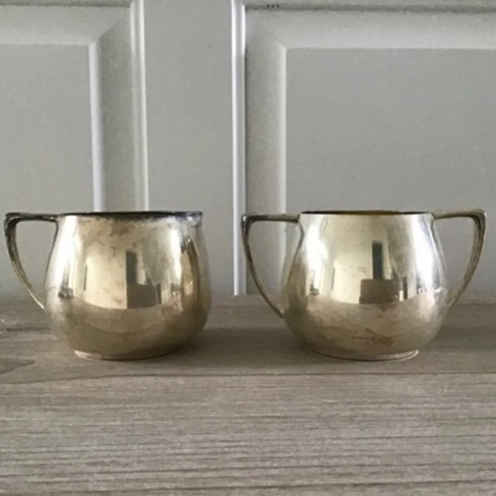 Empire Crafts Silver Sugar and Creamer Set Quadruple Plate Tea Coffee Service